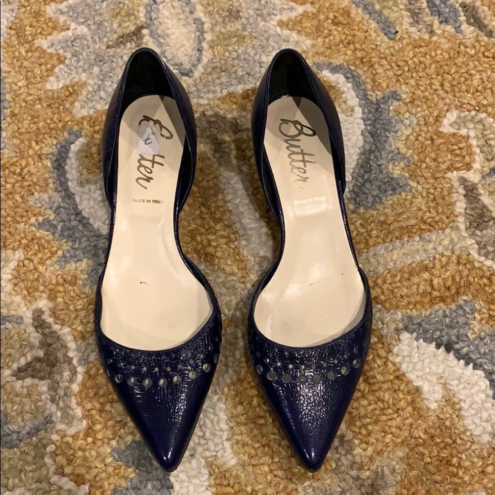 Butter Dorsay Kitten Heels, Navy